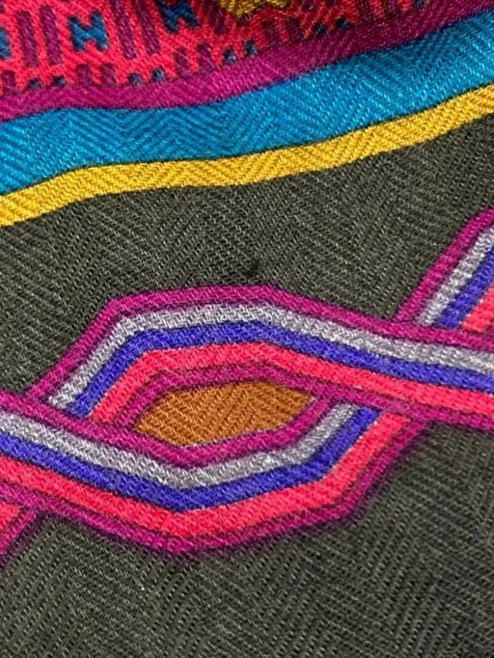 HERMES Pink Khaki Multi Cashmere Silk Scarf